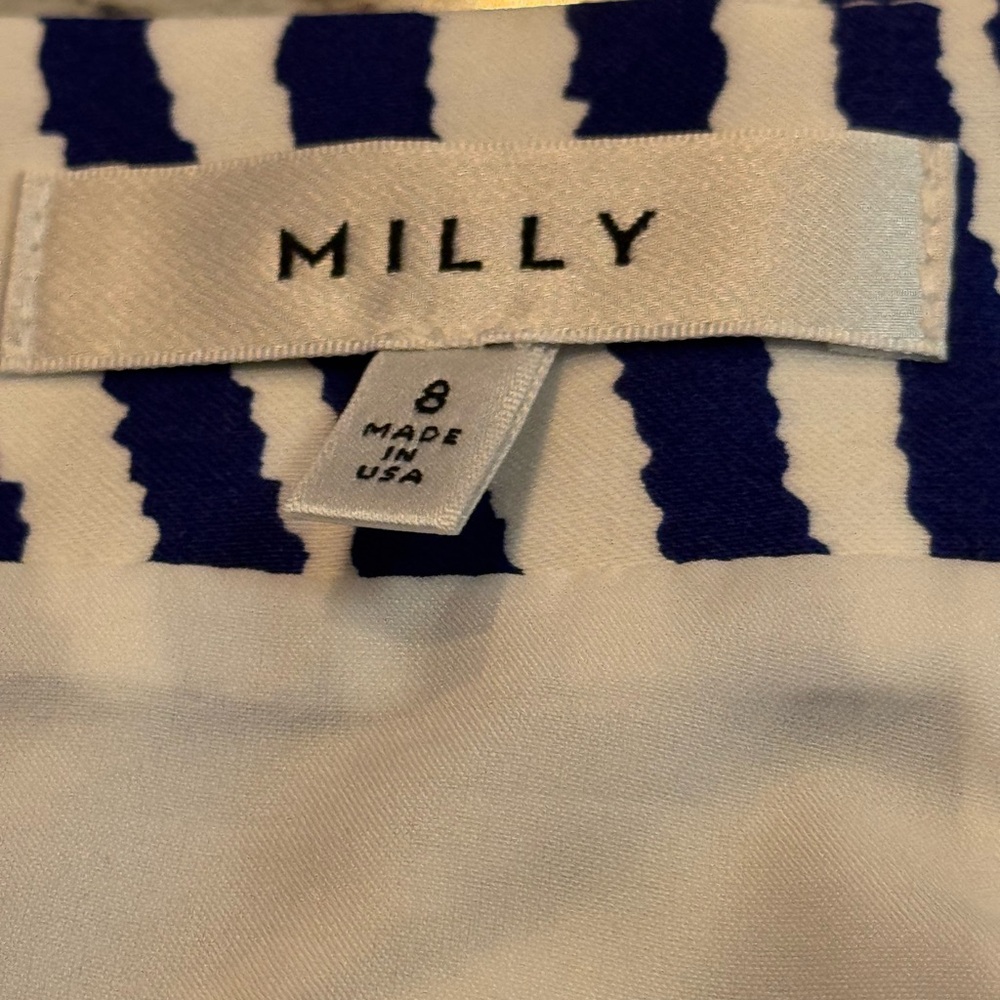 Milly Blue and White Mini A-Line Skirt Cocktail - Picture 5 of 6